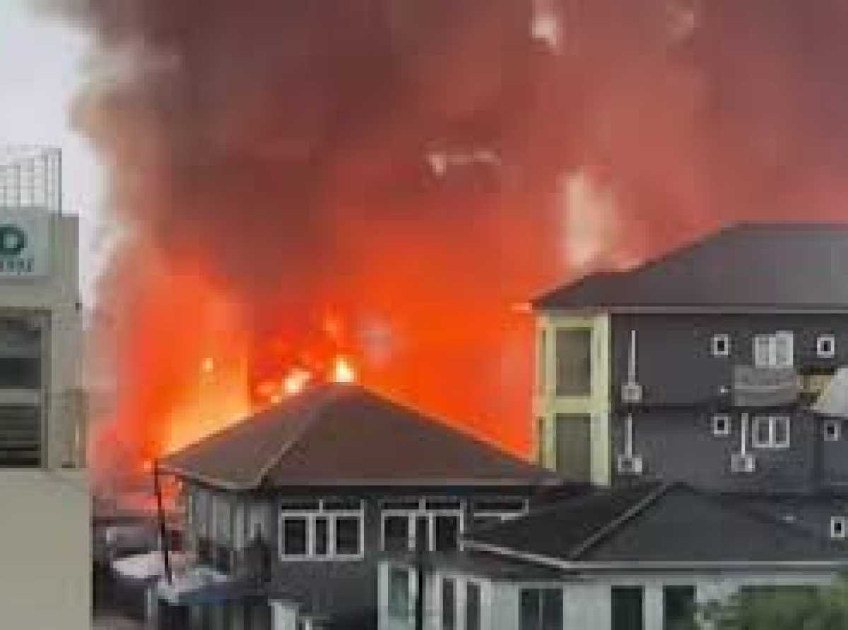 GNFS battles major rubber factory fire at Circle as heavy rains hamper response